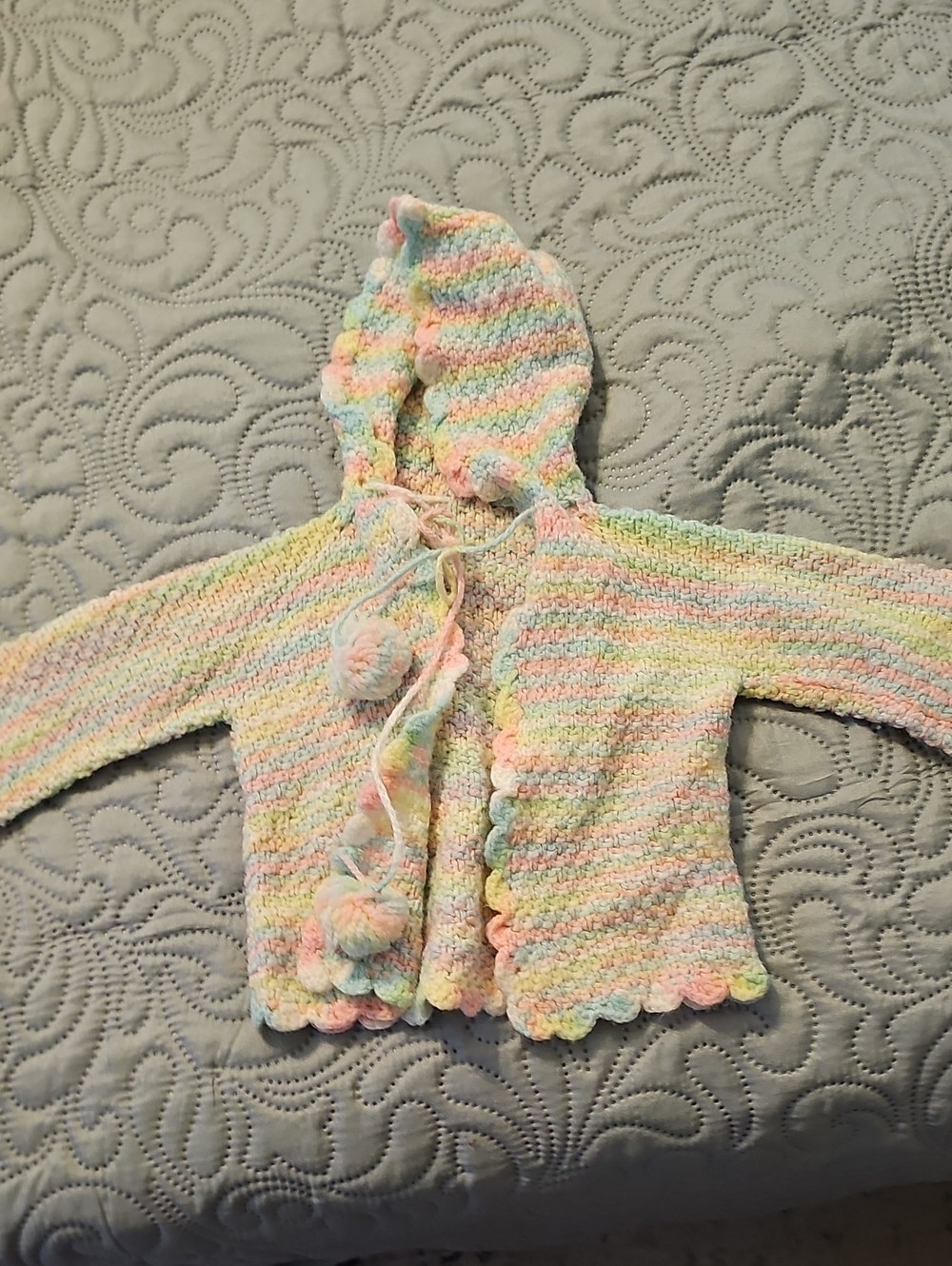Handmade Pastel Rainbow Hooded Baby Cardigan
